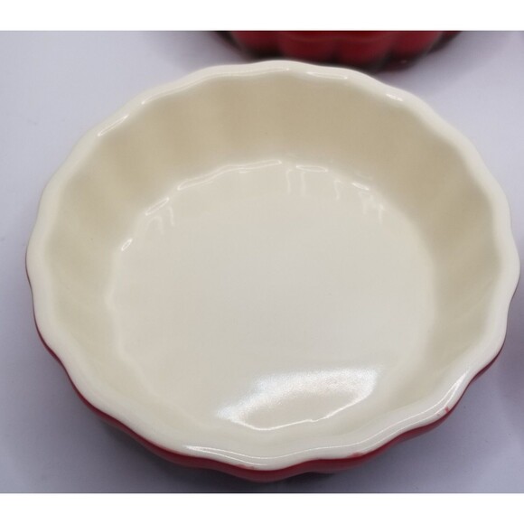 ROCQ Parisian Patisserie 5" Tart Flan Quiche Baking Ramekin Dish Red Ombre 4 ct - Picture 3 of 10